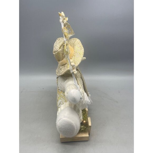 snowman figurine plush decor white gold shelf or hang snowflakes fence READ - Picture 7 of 10